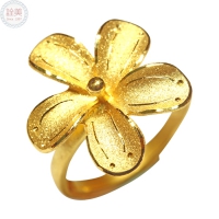 立體五花瓣黃金戒指