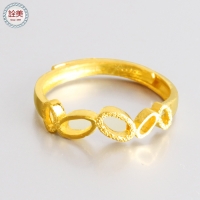 橢圓泡泡-黃金造型尾戒指