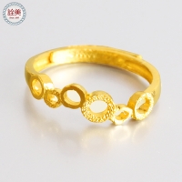 圓泡泡-黃金造型尾戒指