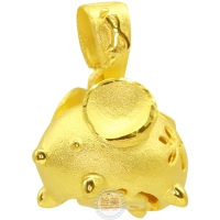立体咬錢鼠-黃金金飾墜  