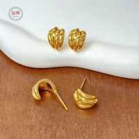 5D流羽金弧耳環